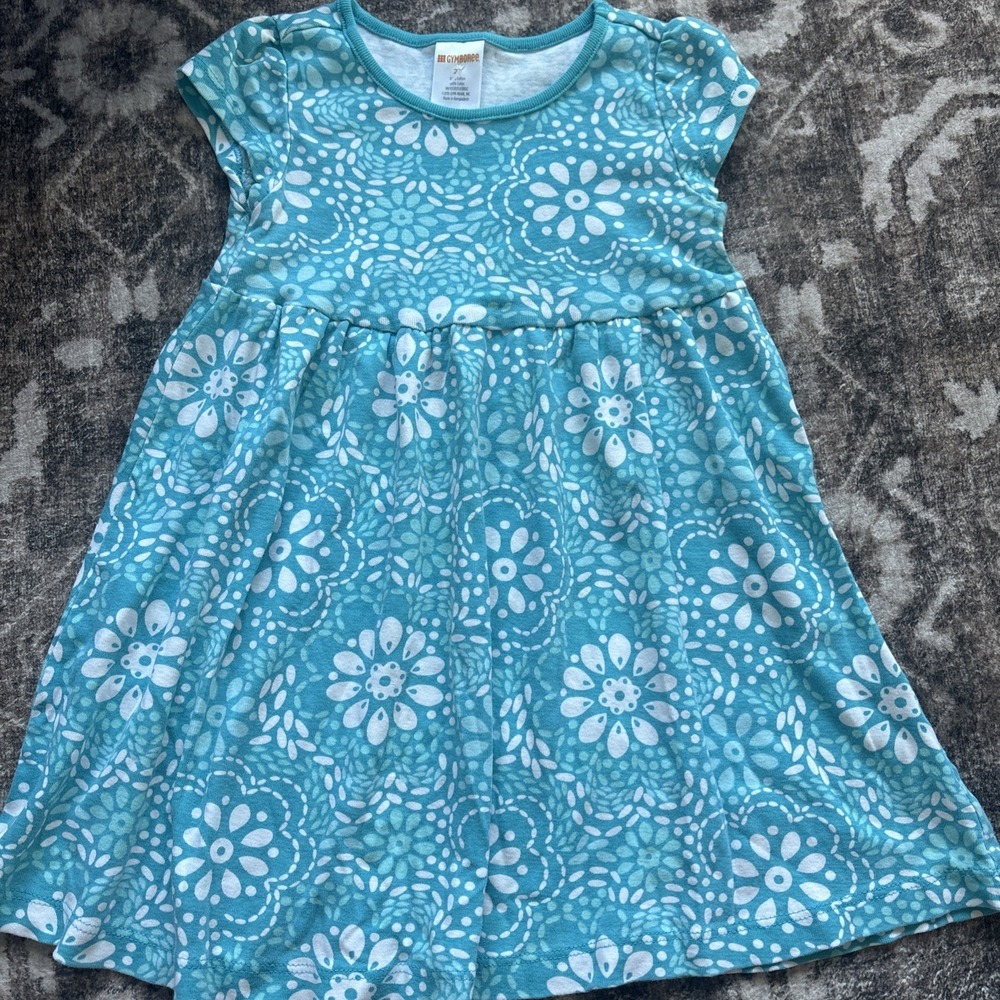 Toddler Girl Gymboree Teal Knit Flower Dress Size 2T